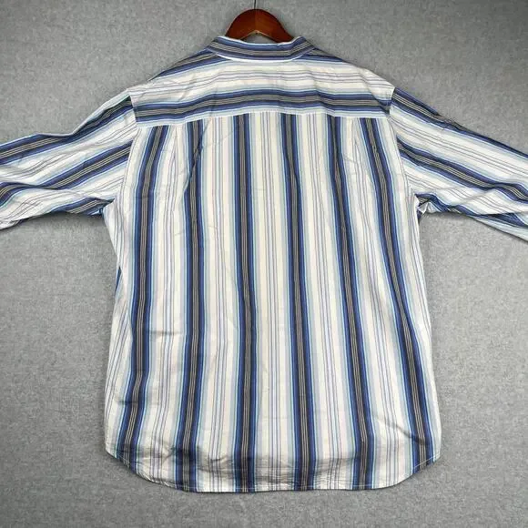 Tommy Bahama Shirt XL Blue Striped Silk Blend Casual Button Up Long Sleeve Men - Picture 5 of 11
